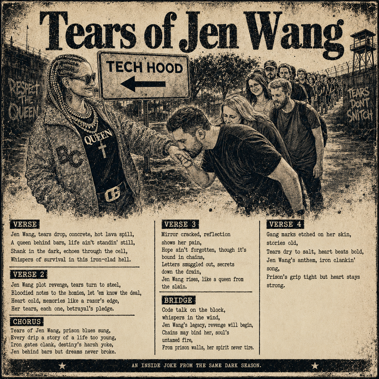 Satirical artwork for Jen Wang, Public Enemy Number One