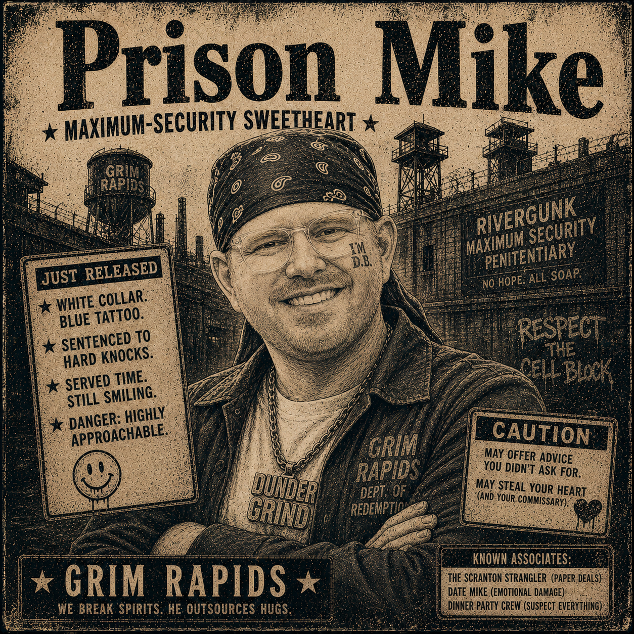 Satirical poster artwork for Prison Mike
